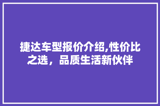 捷达车型报价介绍,性价比之选，品质生活新伙伴
