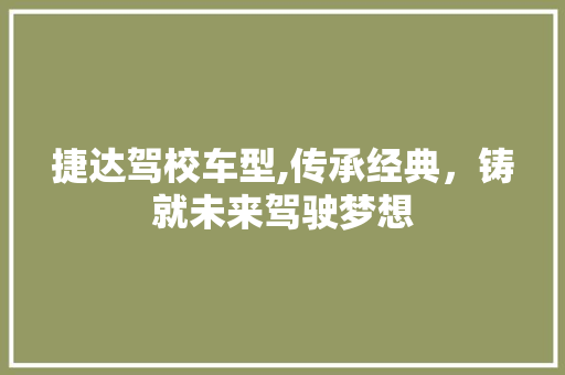 捷达驾校车型,传承经典，铸就未来驾驶梦想