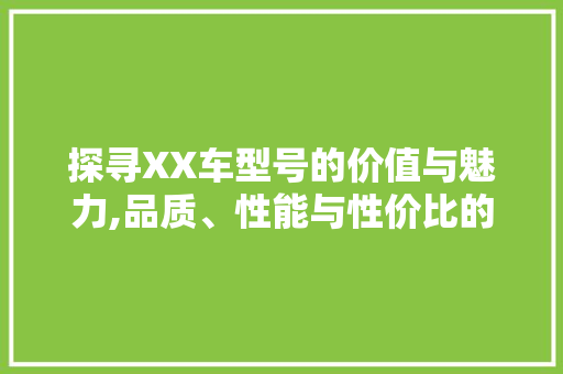 探寻XX车型号的价值与魅力,品质、性能与性价比的完美融合