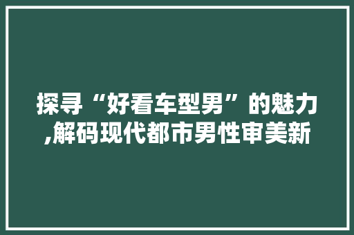 探寻“好看车型男”的魅力,解码现代都市男性审美新趋势