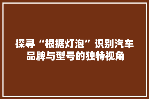 探寻“根据灯泡”识别汽车品牌与型号的独特视角