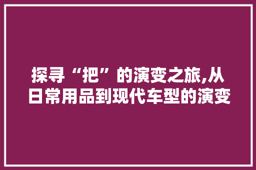 探寻“把”的演变之旅,从日常用品到现代车型的演变