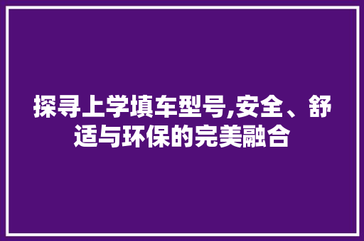 探寻上学填车型号,安全、舒适与环保的完美融合
