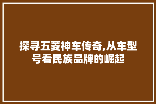 探寻五菱神车传奇,从车型号看民族品牌的崛起