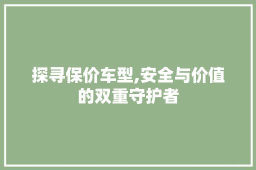 探寻保价车型,安全与价值的双重守护者