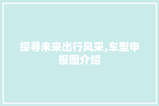 探寻未来出行风采,车型申报图介绍