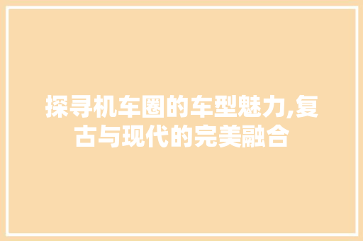 探寻机车圈的车型魅力,复古与现代的完美融合