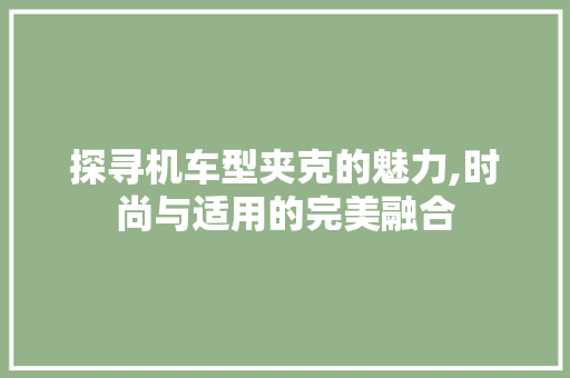 探寻机车型夹克的魅力,时尚与适用的完美融合