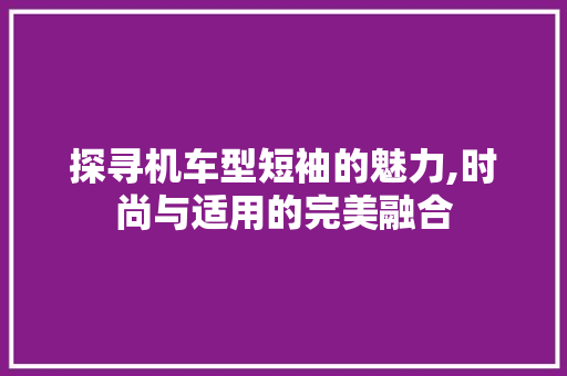 探寻机车型短袖的魅力,时尚与适用的完美融合