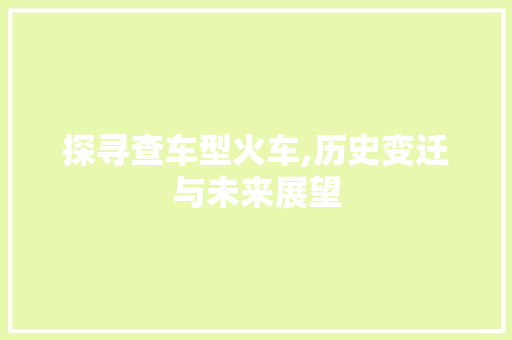 探寻查车型火车,历史变迁与未来展望