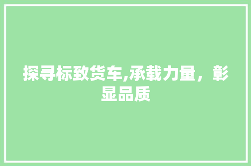 探寻标致货车,承载力量，彰显品质