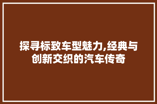 探寻标致车型魅力,经典与创新交织的汽车传奇