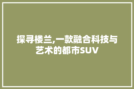 探寻楼兰,一款融合科技与艺术的都市SUV