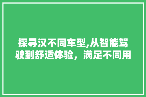 探寻汉不同车型,从智能驾驶到舒适体验，满足不同用户需求