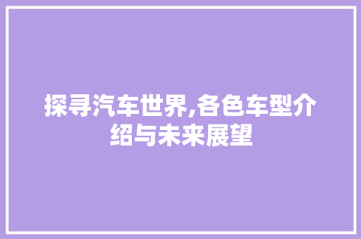 探寻汽车世界,各色车型介绍与未来展望