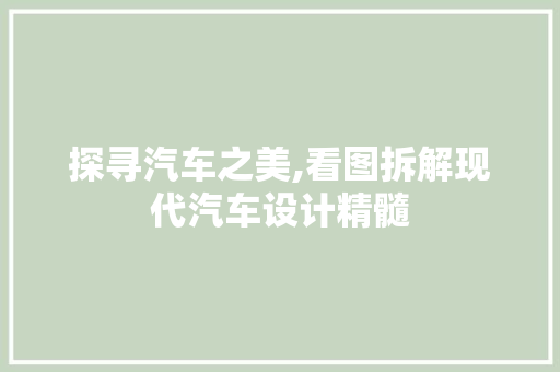 探寻汽车之美,看图拆解现代汽车设计精髓