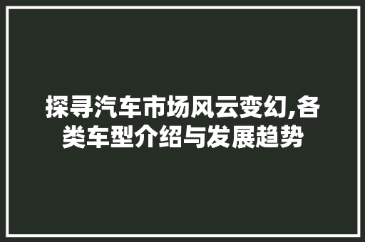 探寻汽车市场风云变幻,各类车型介绍与发展趋势