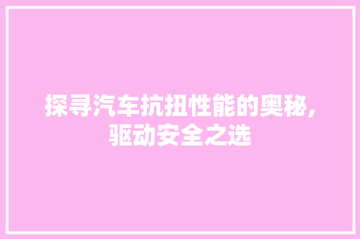 探寻汽车抗扭性能的奥秘,驱动安全之选