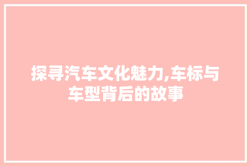 探寻汽车文化魅力,车标与车型背后的故事 蓄电池配件