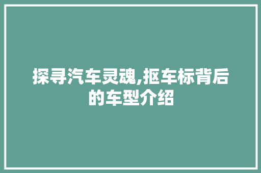 探寻汽车灵魂,抠车标背后的车型介绍