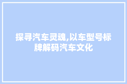 探寻汽车灵魂,以车型号标牌解码汽车文化