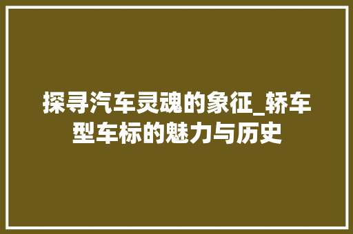 探寻汽车灵魂的象征_轿车型车标的魅力与历史