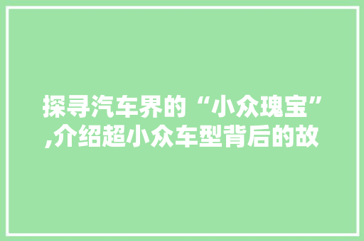 探寻汽车界的“小众瑰宝”,介绍超小众车型背后的故事 车身配件