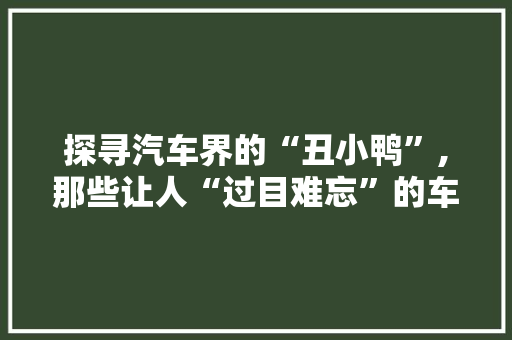 探寻汽车界的“丑小鸭”,那些让人“过目难忘”的车型 变速箱配件