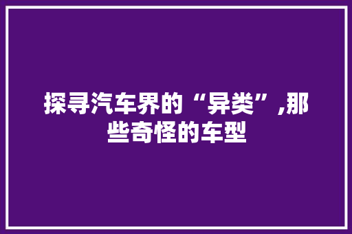 探寻汽车界的“异类”,那些奇怪的车型