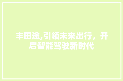 丰田途,引领未来出行，开启智能驾驶新时代