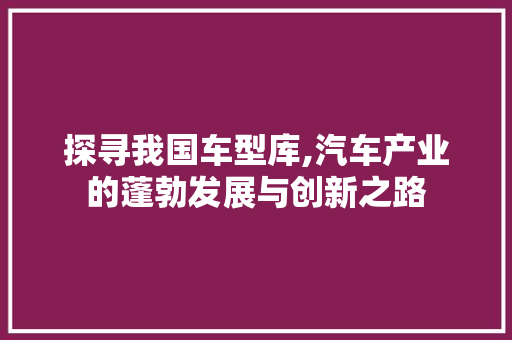 探寻我国车型库,汽车产业的蓬勃发展与创新之路