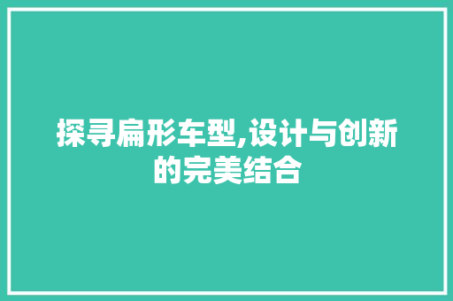 探寻扁形车型,设计与创新的完美结合