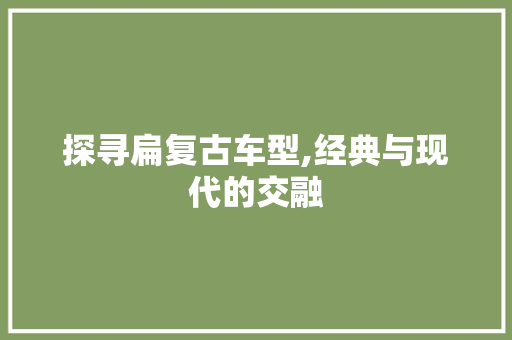 探寻扁复古车型,经典与现代的交融