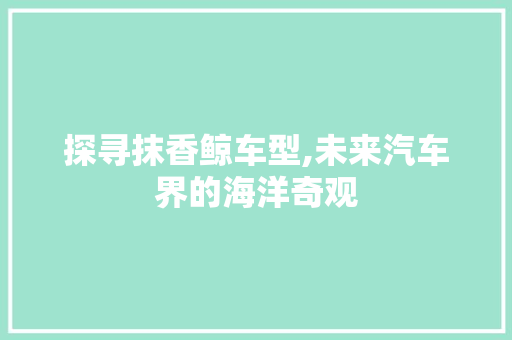 探寻抹香鲸车型,未来汽车界的海洋奇观