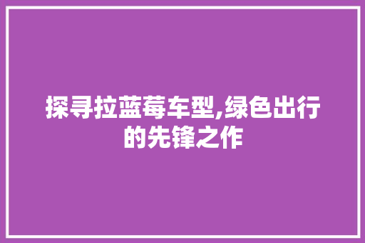 探寻拉蓝莓车型,绿色出行的先锋之作