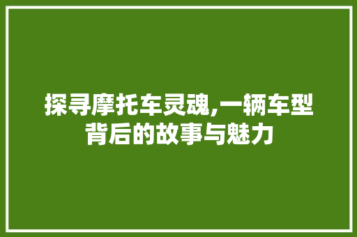 探寻摩托车灵魂,一辆车型背后的故事与魅力
