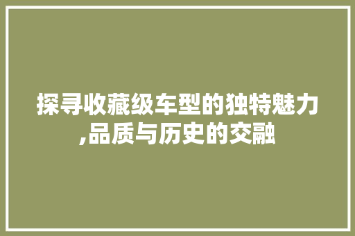 探寻收藏级车型的独特魅力,品质与历史的交融
