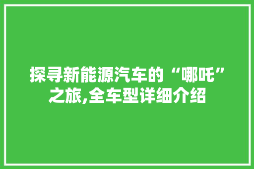 探寻新能源汽车的“哪吒”之旅,全车型详细介绍