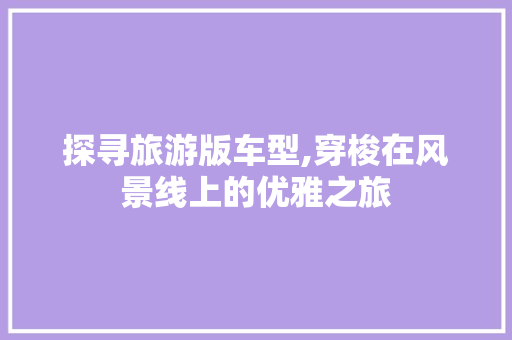 探寻旅游版车型,穿梭在风景线上的优雅之旅