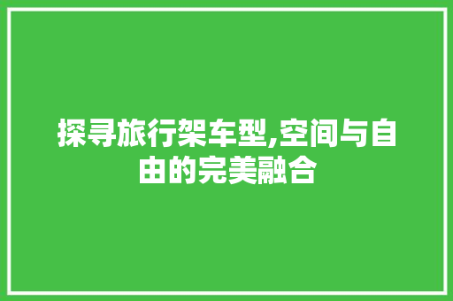 探寻旅行架车型,空间与自由的完美融合