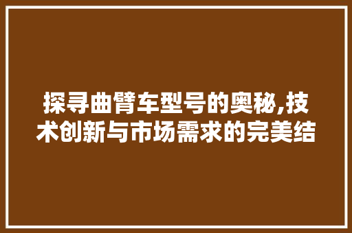 探寻曲臂车型号的奥秘,技术创新与市场需求的完美结合