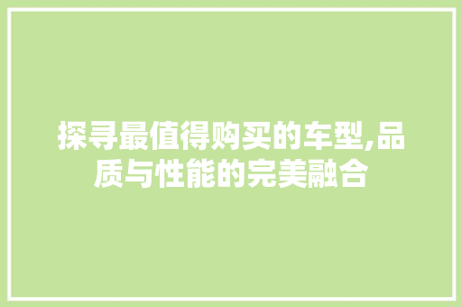 探寻最值得购买的车型,品质与性能的完美融合 底盘配件