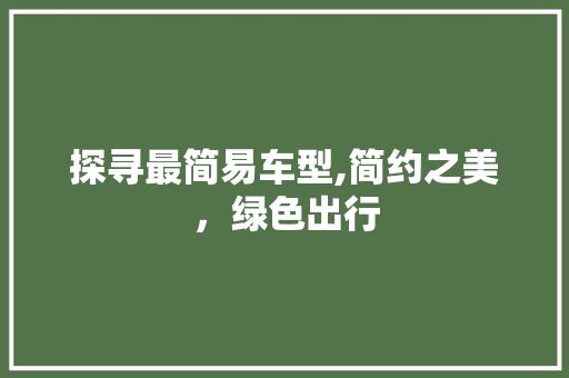 探寻最简易车型,简约之美，绿色出行