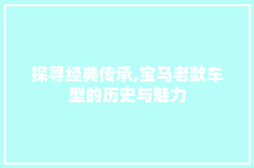 探寻经典传承,宝马老款车型的历史与魅力