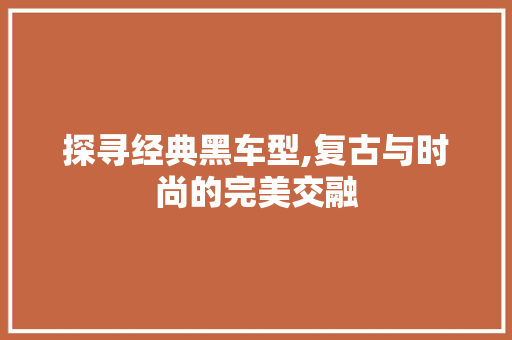 探寻经典黑车型,复古与时尚的完美交融
