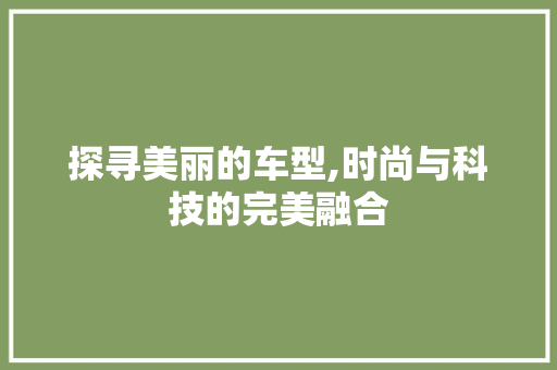探寻美丽的车型,时尚与科技的完美融合
