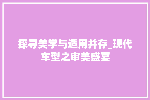 探寻美学与适用并存_现代车型之审美盛宴