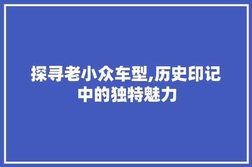 探寻老小众车型,历史印记中的独特魅力