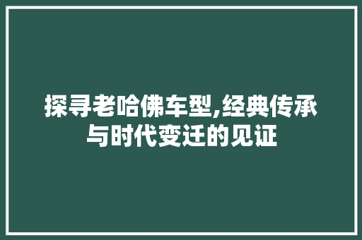 探寻老哈佛车型,经典传承与时代变迁的见证