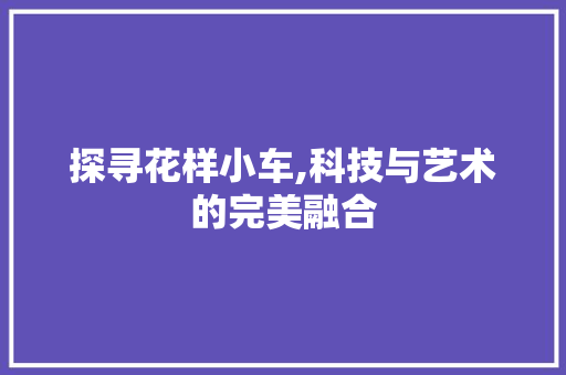 探寻花样小车,科技与艺术的完美融合